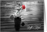 Get Well Squirrel with Carnation Black and White card