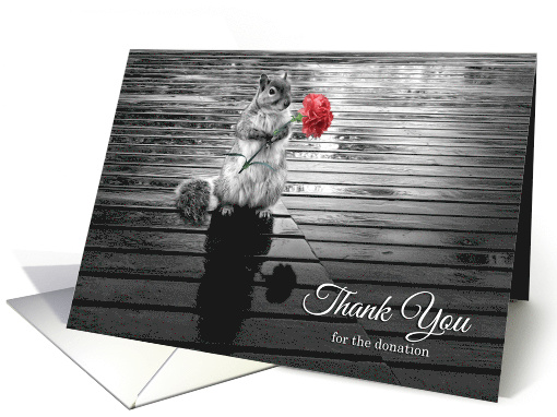 Thank You for the Donation Squirrel with Carnation card (1067875)