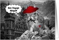 Bon Voyage Funny French Artist Squirrel Custom card