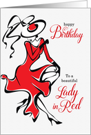 Funny Birthday for Ladies in Red Squirrel in a Hat card