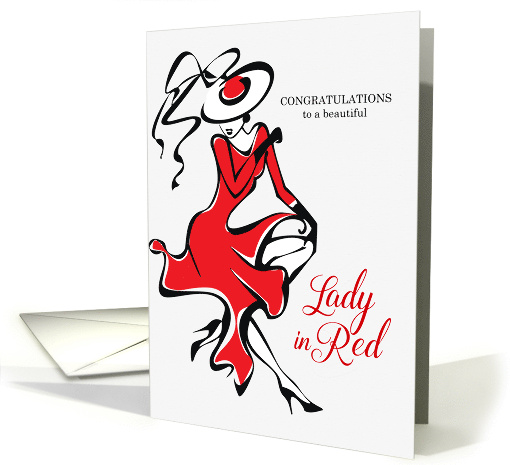 Congratulations to a Lady in Red Line Art Illustration card (1069717)