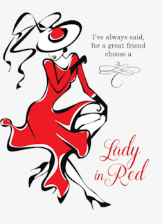 Ladies in Red Friendship with an Elegant Line Art Woman