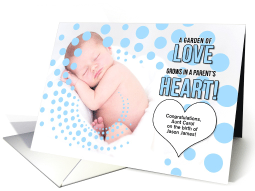 for an Aunt on the Birth of a Son Blue Congratulations Custom card