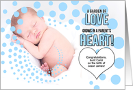 for an Aunt on the Birth of a Son Blue Congratulations Custom card
