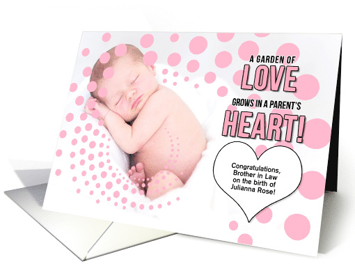 for Brother in Law It's a Girl Pink Congratulations Custom Text card