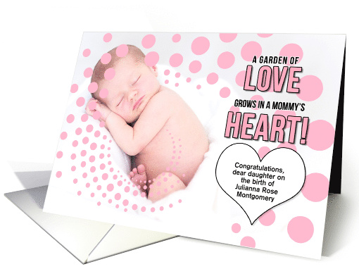 for Daughter It's a Girl Pink Congratulations Custom Text card