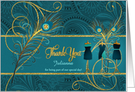 Custom Peacock Wedding Thank You Bridesmaid Dresses Blank card