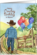 6th Birthday Little Cowboy Western Theme Custom Name card