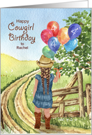 4th Birthday Little Cowgirl Western Theme with Name card