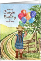 9th Birthday Little Cowgirl Western Theme with Name card