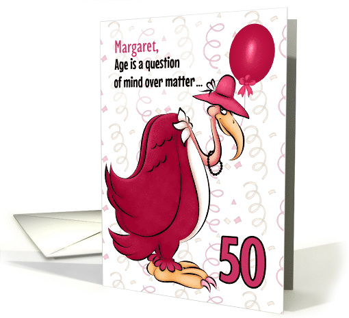 50th Birthday Funny Pink Buzzard Getting Old Humor Custom Name card