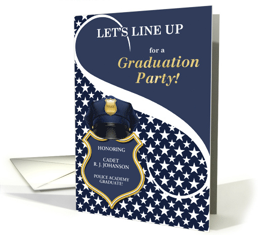 Police Academy Graduation Party Invitation Custom Badge Text card