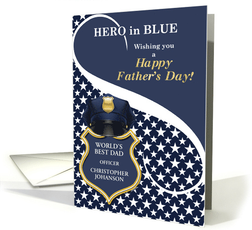 Police Officer Father's Day Best Dad in the World Custom Text card