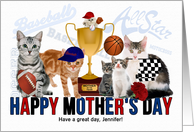 Funny Mother’s Day Cats Sports Theme with Custom Text card