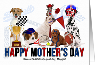 Mothers’s Day Dogs Sports Theme with Custom Text card