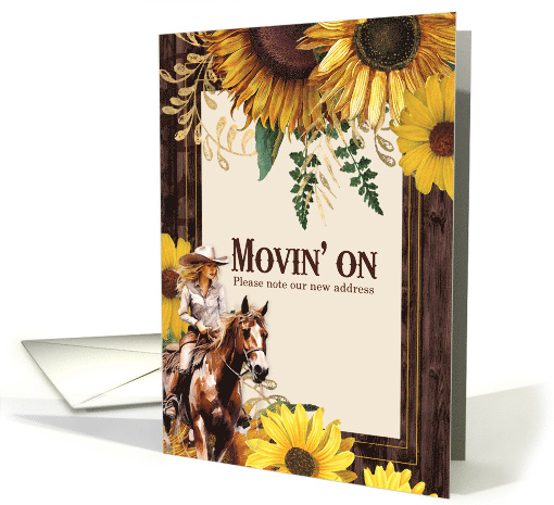 Sunflower Moving Announcement Western Cowgirl Theme card (1095348)