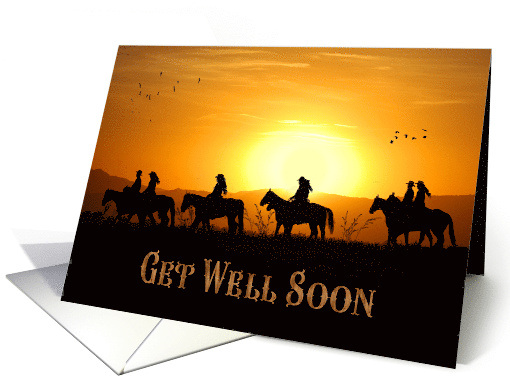 Get Well Western Cowgirls on Horseback at Sunset card (1098142)