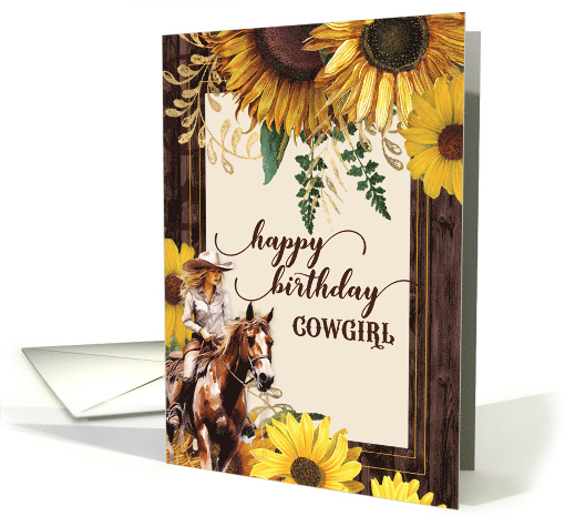 Cowgirl's Birthday Sunflower Western Cowgirl card (1099242)
