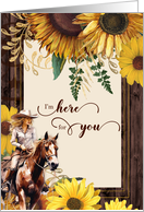 Encouragment Country Western Cowgirl with Sunflower Blank card