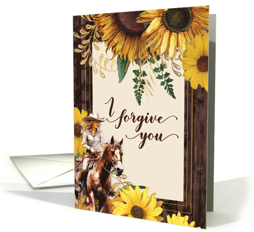 Forgive Country Western Cowgirl with Sunflower Blank card (1099254)