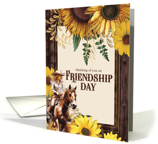 Friendship Day Sunflower Country Western Cowgirl card (1099590)