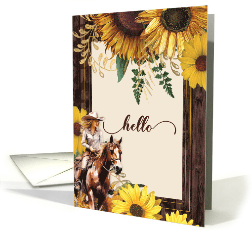 Hello Sunflower Western Cowgirl card (1099618)