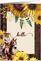 Hello Sunflower Western Cowgirl card