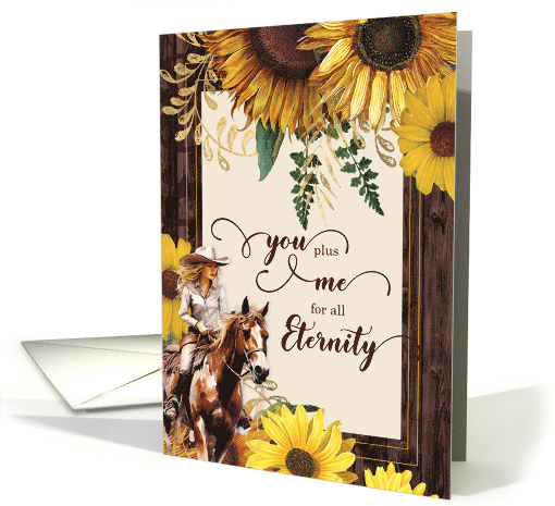 You Plus Me Love Sunflower Western Cowgirl card (1099622)