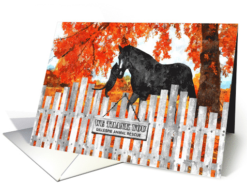 Custom Donation Thank You Horse and Cat with Autumn Color card