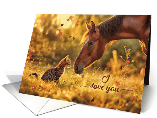 I Love You Horse and Cat Late Summer Early Fall card (1100566)