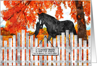 I Love You Horse and Cat with Autumn Color card
