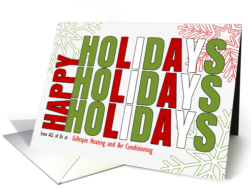 Happy Holidays Red and Green with Snowflakes Custom card (1100676)