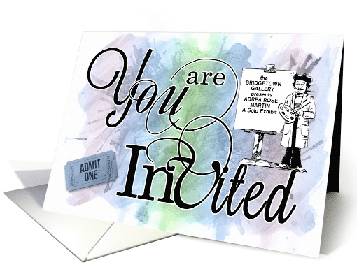 Art Show or Gallery Invitation Watercolor Wash card (1102228)