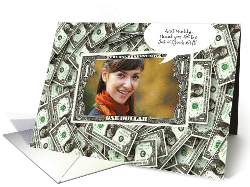 Bat Mitzvah Gift Thank You Money Frame with Photo Blank card (1105788)
