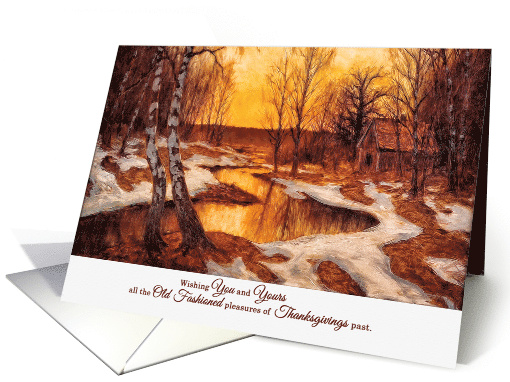 Vintage Thanksgiving Cabin by the Stream card (1105798)
