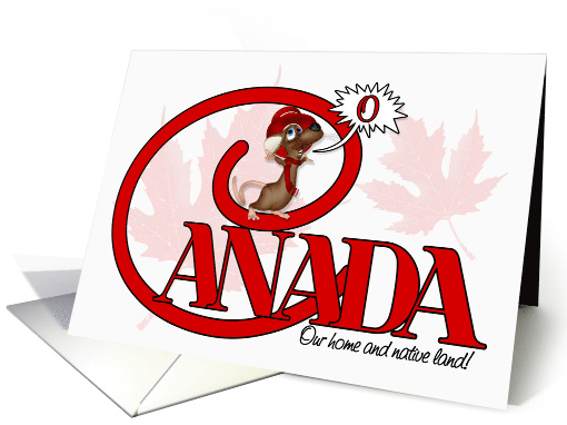 O Canada Day Maple leaf and Mouse Singing the Anthem card (1110536)