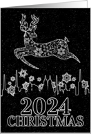 2023 Christmas Reindeer Black and White Skyline card