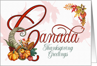 Thanksgiving Canada Cornucopia and Maple Leaves card