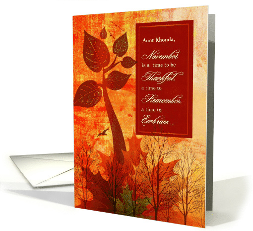 for Aunt Thanksgiving Autumn Foliage Custom card (1120378)