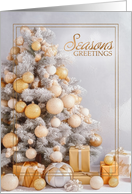 from Our House Season’s Greetings Christmas Tree White and Gold card
