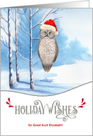 for Great Aunt Holiday Wishes Woodland Owls Custom card