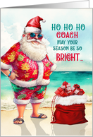 for Coach Christmas Cool Santa in Sunglasses card
