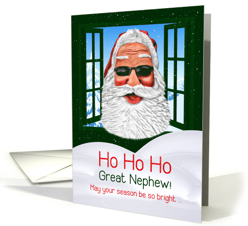 for Great Nephew Christmas Cool Santa in Sunglasses card (1125530)
