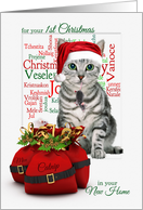 1st Christmas in Your New Home Tabby Cat and Mouse card