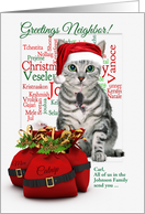 Custom Neighbor Christmas Tabby Cat and Mouse card