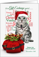 Gift Exchange Party Invitation Christmas Tabby Cat and Mouse card