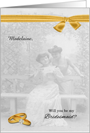Will You Be My Bridesmaid Vintage Lesbian Wedding card