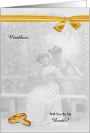 Bestie or Best Person Vintage Lesbian Wedding Custom card