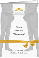 Be My Bridesman Two Grooms Gay Wedding Vintage Styling Custom card