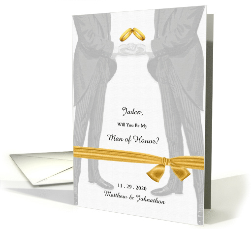 Be My Man of Honor Two Grooms Gay Wedding Vintage Styling Custom card